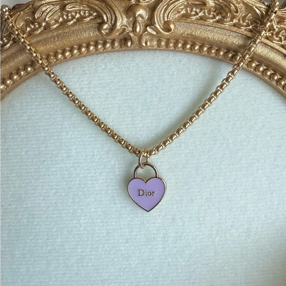 Upcycled Purple Heart Pendant on stainless steel gold 18” chain 🥂